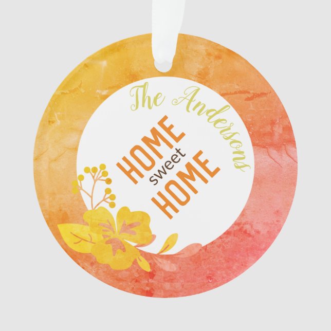Home Sweet Home Moderne Floral Chic Orange Jaune (devant)