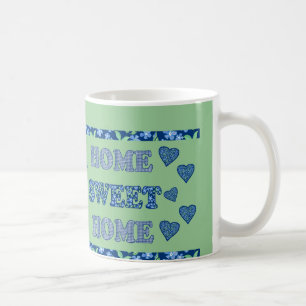Home Sweet Home Mug : Bleus Périwinkles et Chèques