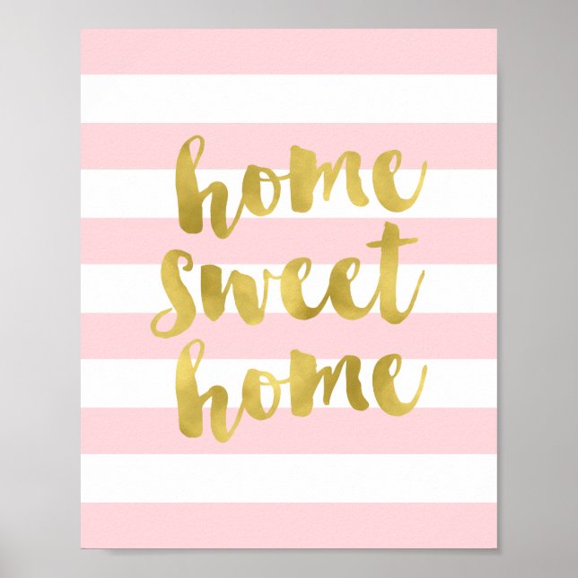 Home Sweet Home Or et rose | Impression d'art (Devant)