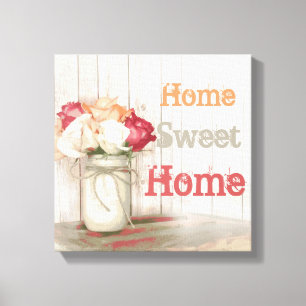 Home Sweet Home Pays Mason Jar Toile enveloppée
