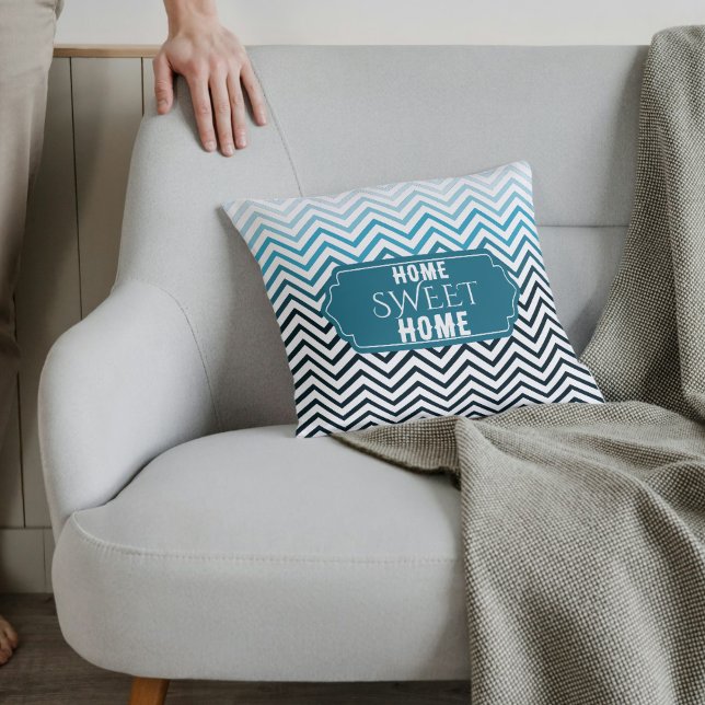 Home Sweet Home Sea Green et Black Chevron Coussin (Great For Sofas)