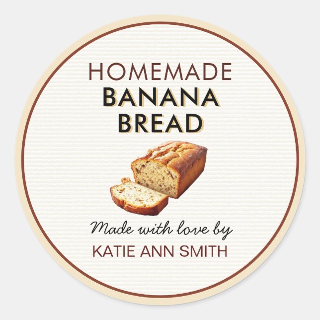 Homemade Banana Bread Label Stickers (Devant)