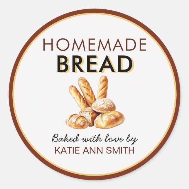 Homemade Bread Stickers | Baked with Love Labels (Devant)