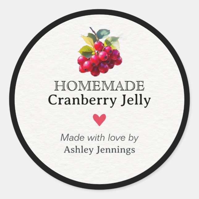 Homemade Cranberry Jelly Label Custom Sticker  (Devant)