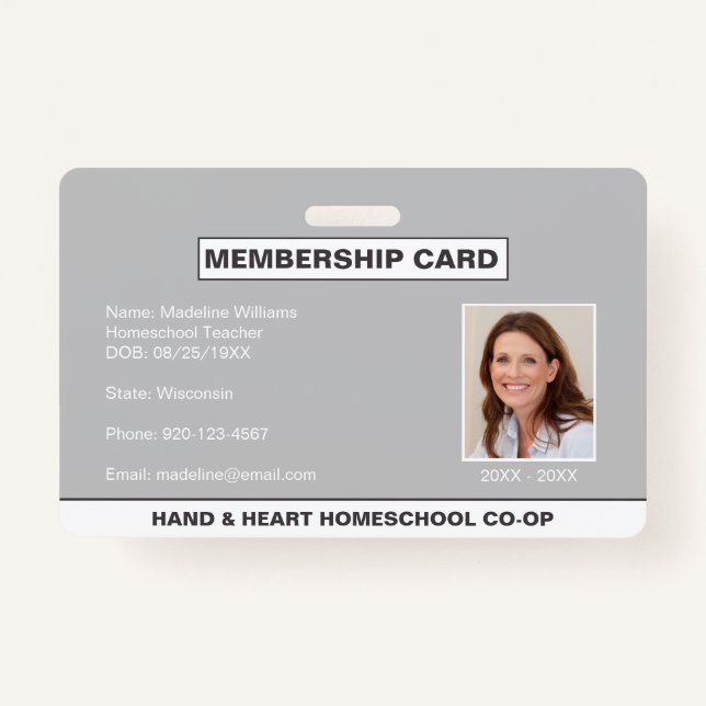 Homeschool CO-OP Adhésion Parent ID Badge (Devant)