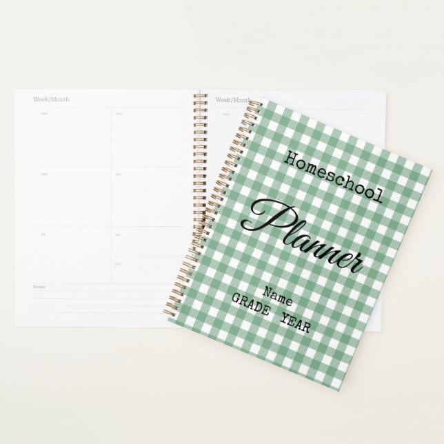 Homeschool Green Gingham Back to School Spiral (Devant avec enveloppe)