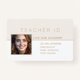 Homeschool Teacher ID Badge Modern Gold