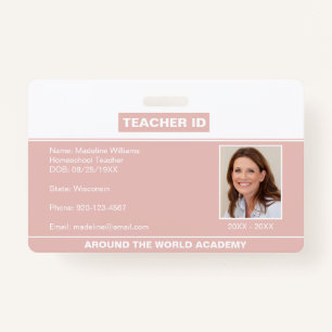 Homeschool Teacher ID Badge Rose Gold