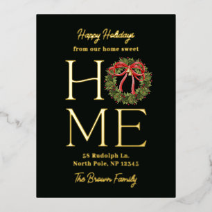 Homey Grey FOIL Just Moved Holiday Carte postale
