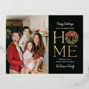 Homey Grey FOIL Just Moved Holiday Carte postale