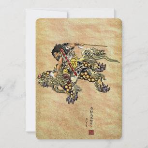 Hommage à Hokusai - Shoki équitation Shishi Lion