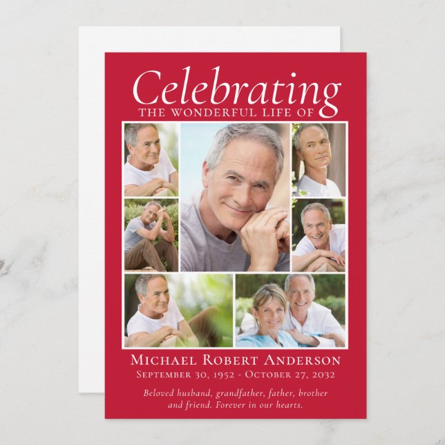 Hommage commémoratif Collage photo Keepsaké Merci (Devant / Derrière)