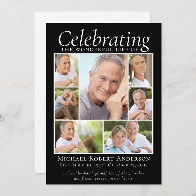 Hommage commémoratif Collage photo Keepsaké Merci (Devant / Derrière)