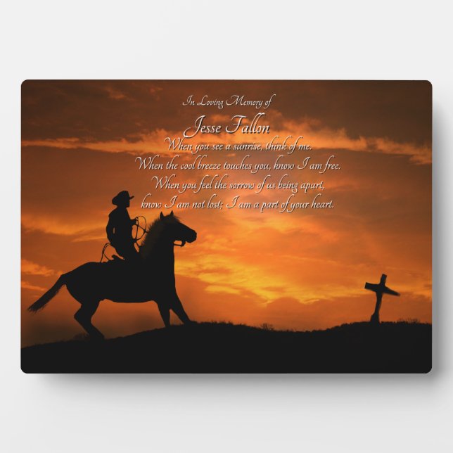 Hommage commémoratif Cowboy et Horse Plaque spirit (Devant)