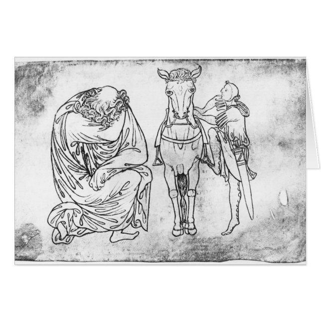 Homme assis, chevalier montant son cheval (Devant horizontal)