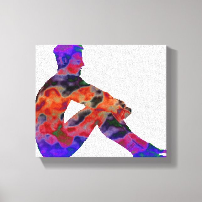 Homme assis sur toile tendue imprimée (Recto)