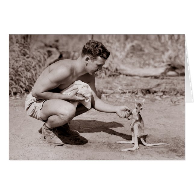 Homme avec Baby Kangaroo (Devant horizontal)