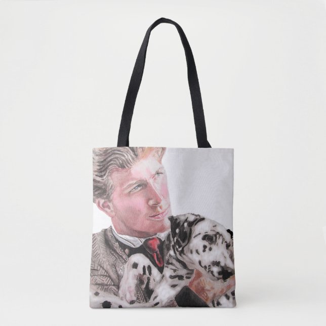 Homme avec Dalmatie Spotty Chien mignon Sac fourre (Devant)