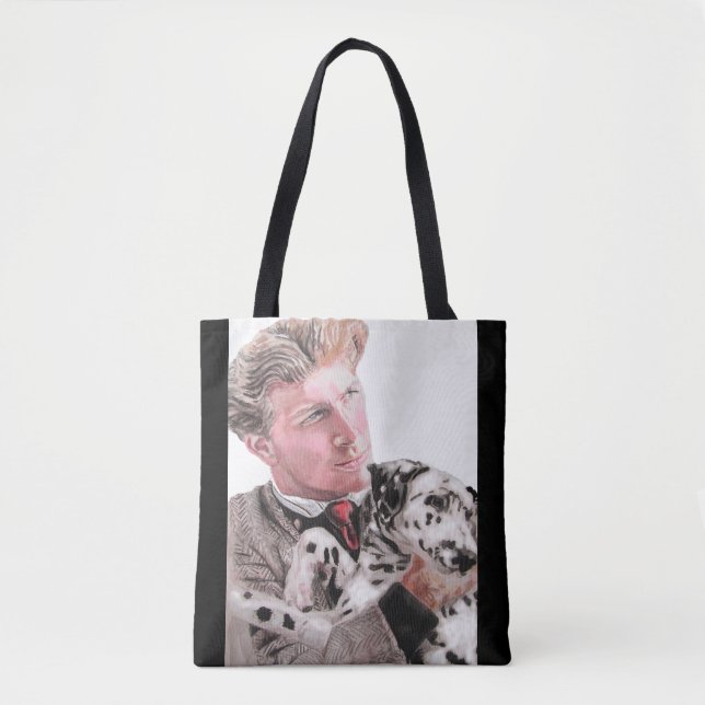 Homme avec Dalmatie Spotty Chien mignon Sac fourre (Devant)