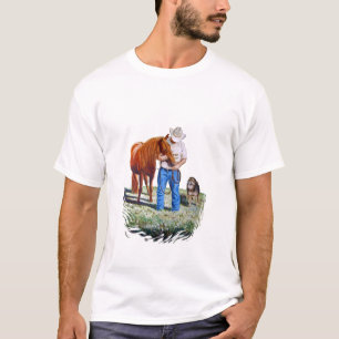 Homme avec son T-shirt de cheval et de chien