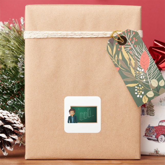 Homme d'affaires présentant des autocollants (Créateur téléchargé)