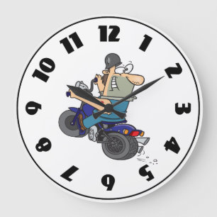 Homme de bande dessinée sur une horloge de moto