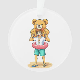 Homme de dessin animé mignon avec un ours en peluc