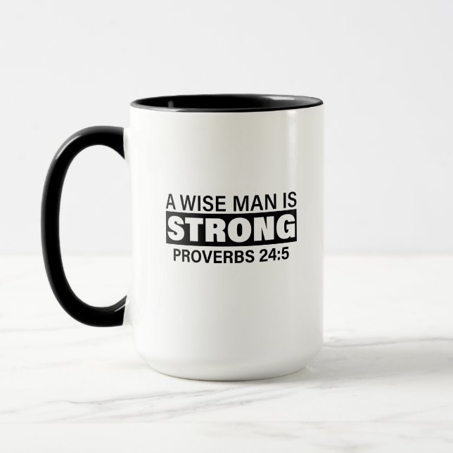 Homme de Dieu Mug à café - "Un homme sage est fort (Gauche)