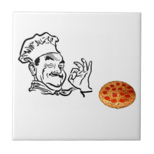 Homme de pizza de carreau de céramique