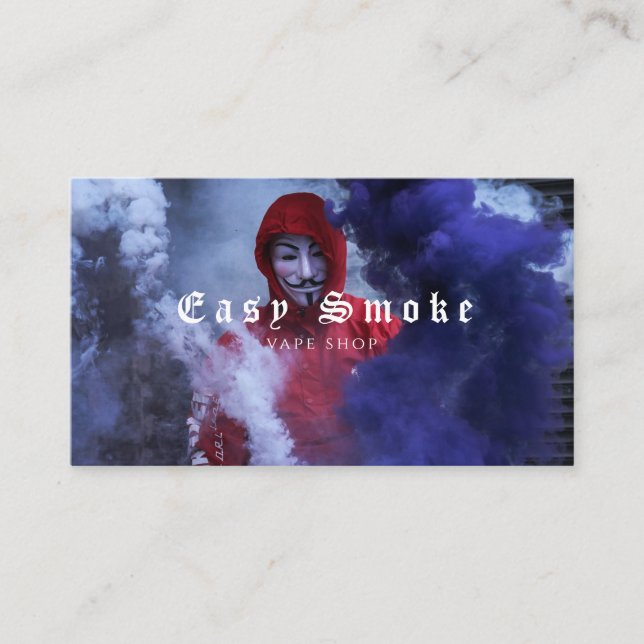 Homme en Masque Fumée Vape Boutique Carte de visit (Devant)