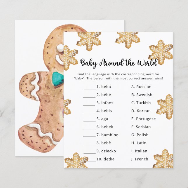 Homme en pain d'épices - Bébé autour du monde jeu (Devant / Derrière)