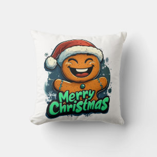Homme en pain d'épices joyeux Noël Coussin