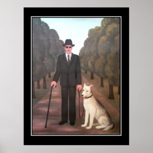 Homme et chien affiche vintage