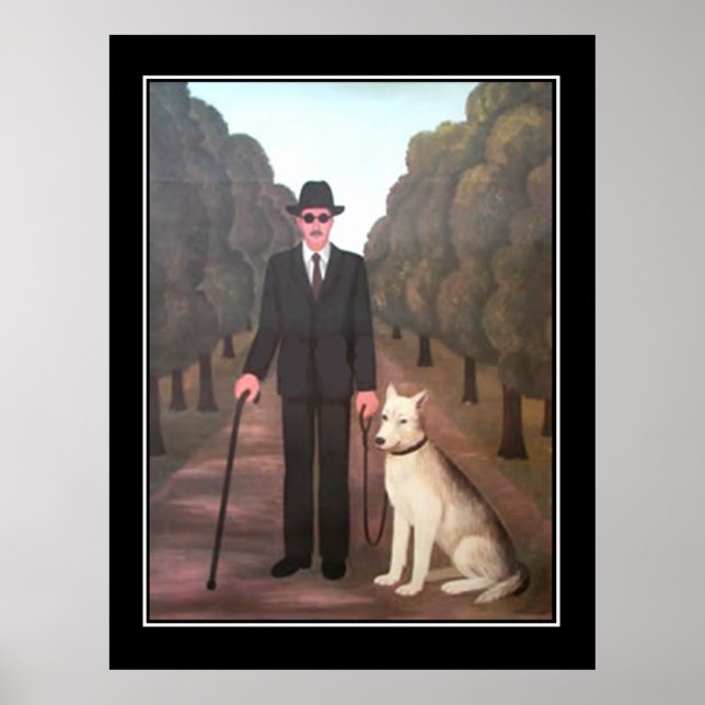 Homme et Chien Affiche Vintage (Devant)