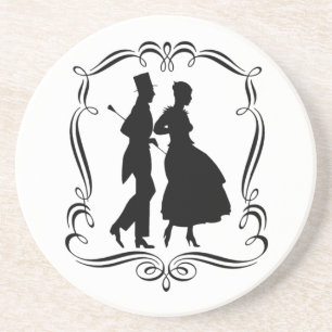 Homme Femme Silhouette Dessous de verre d'art Vint