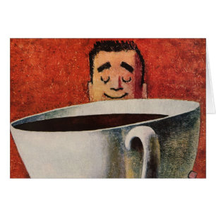 Homme heureux vintage buvant une tasse géante de c