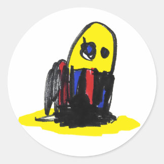 Homme Jaune Funky - Stickers Arrondi