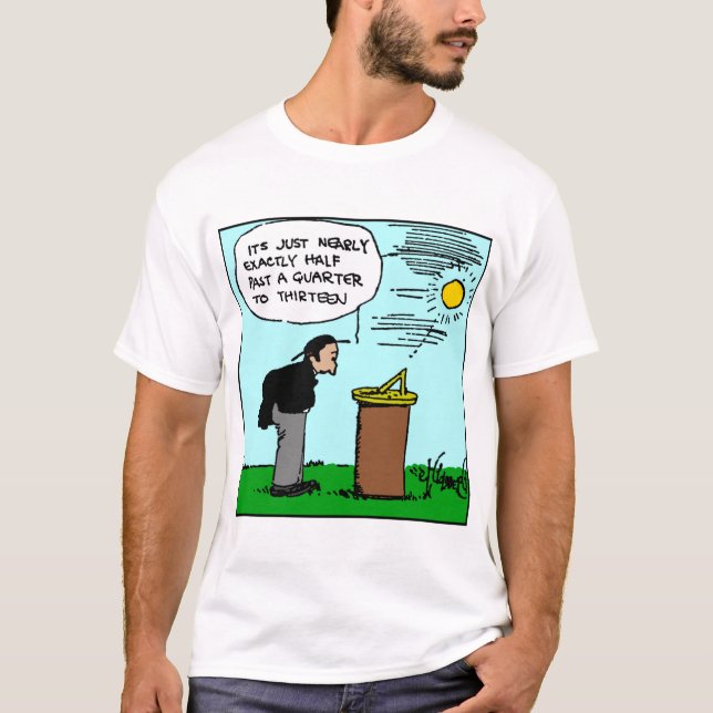 Homme lisant un T-shirt de cadran solaire (art de (Devant)