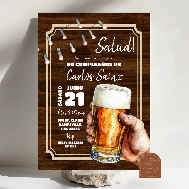 Homme Mexicain Espagnol Bière Salud Invitation Ann (Créateur téléchargé)