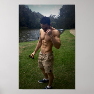 Homme noir et blanc affiche de fitness