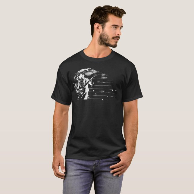 Homme noir et blanc de banjo - T-shirt (Devant entier)