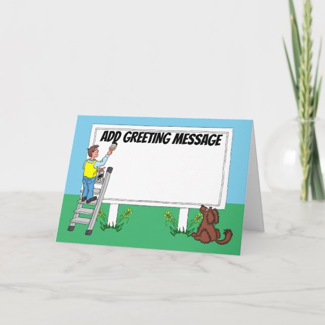 Homme peignant un panneau d'affichage Carte (Devant)
