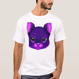 Homme Purple chat mignon T-shirt