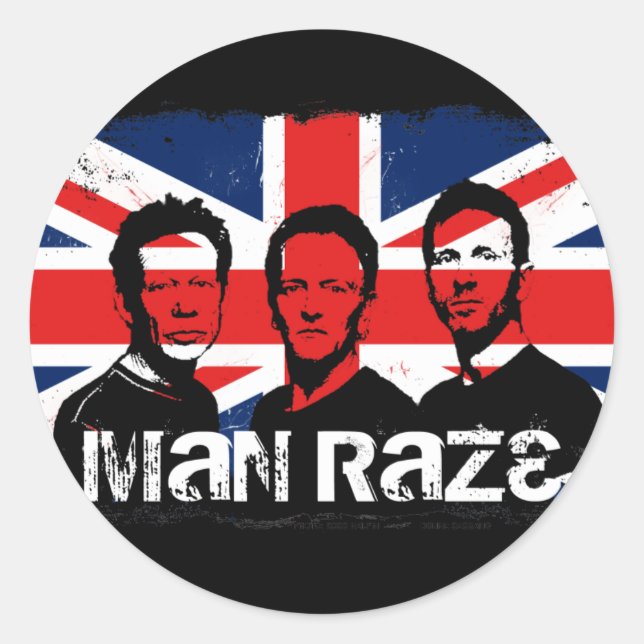 homme raze union jack-noir autocollant (Devant)