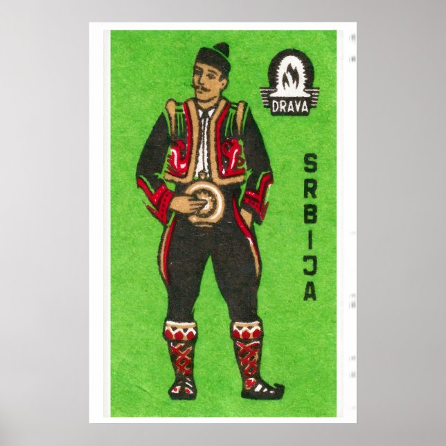 Homme serbe - Impression boîte d'allumettes - Art  (Devant)