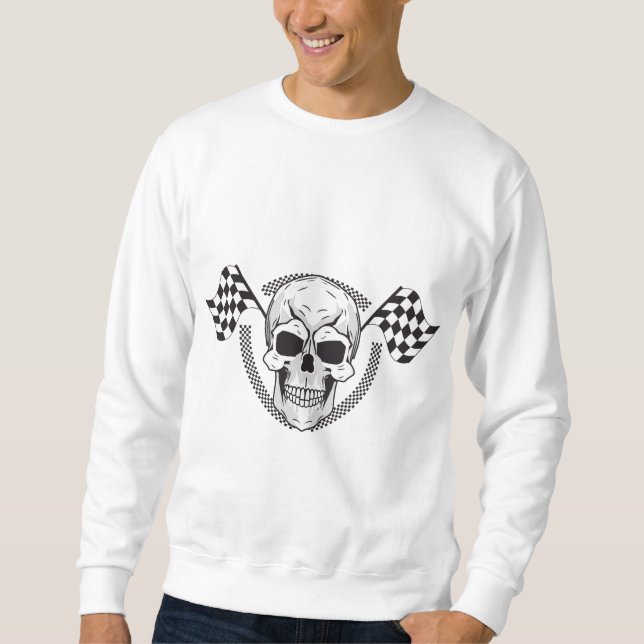 Homme Sweat à Capuche Drapeau de Course Skull (Devant)