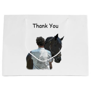 Homme tenant Cheval Léger Sac cadeau