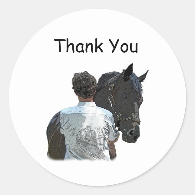 Homme tenant un cheval Stickers Lumière (Devant)