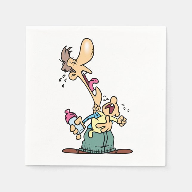 Homme tenant une serviette en papier bébé en pleur (Devant)