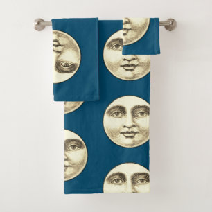 Homme vintage dans la lune visage plein bleu sépia